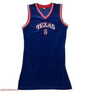 Vintage Y2K 2000’s Velvet Velour Texas Basketball Jersey style dress womens xl